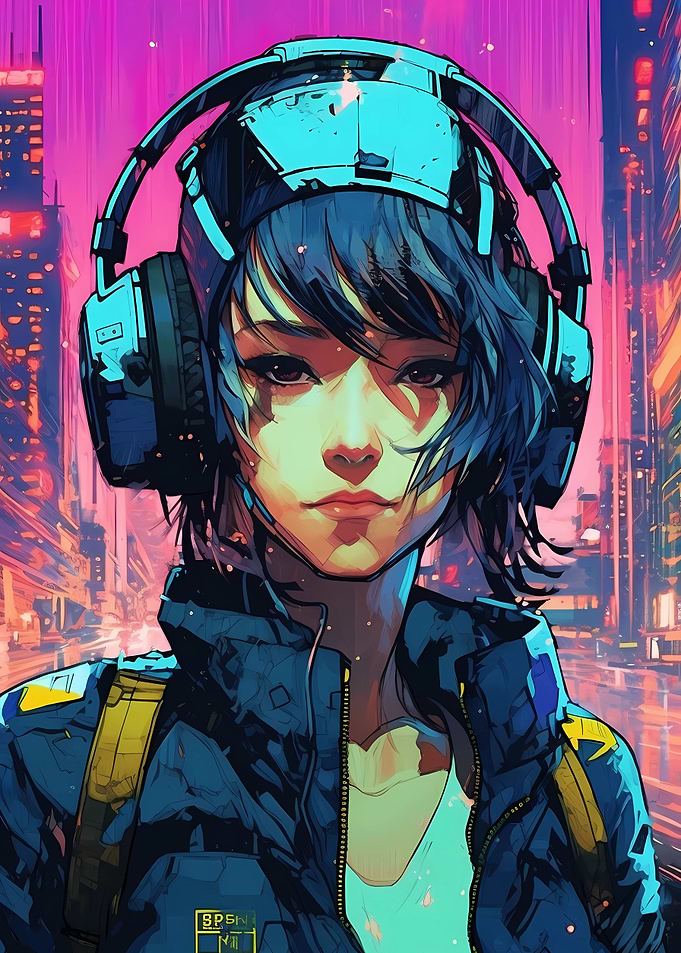 girl with headphones