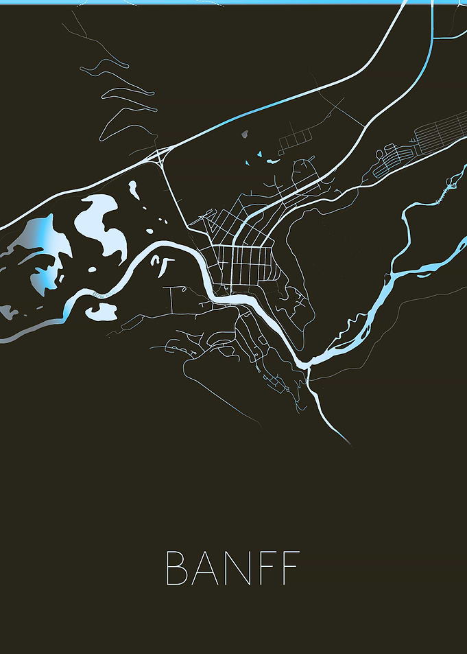 Black blue Banff town