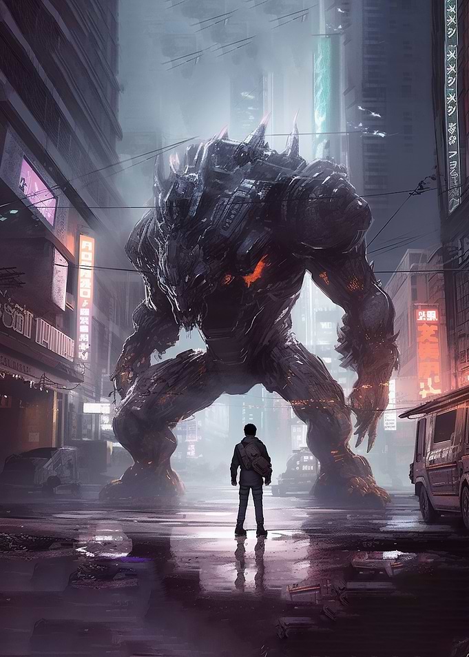 Mecha vs Man Cyberpunk