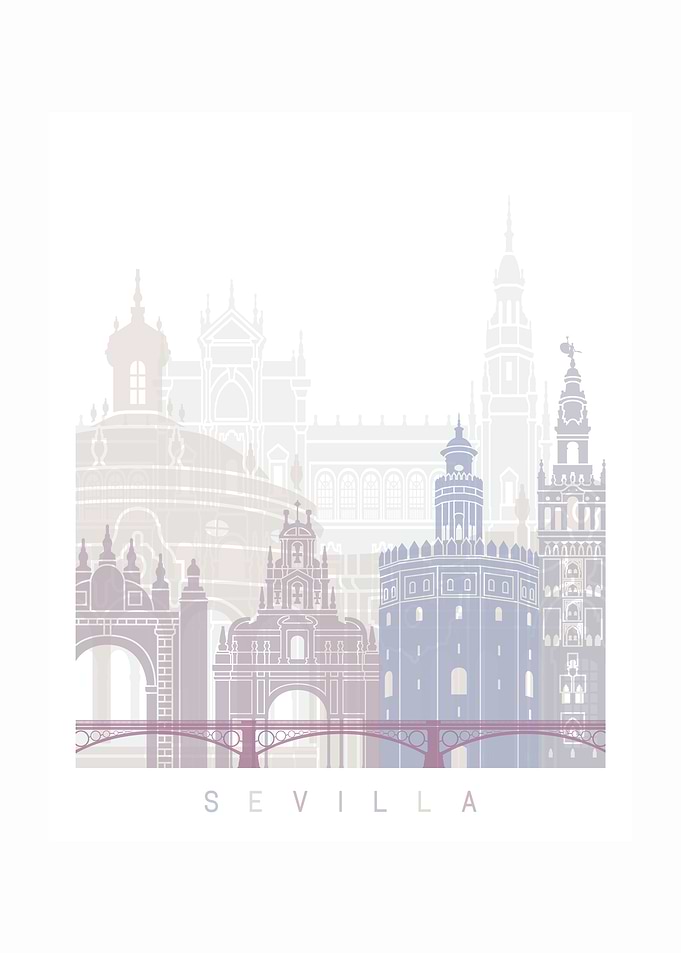 Seville skyline pastel