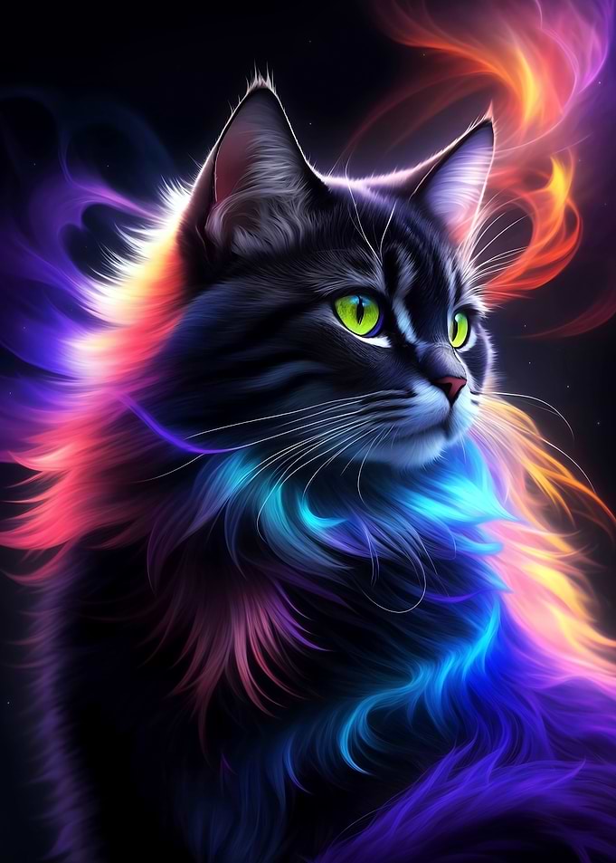 Charming Fantasy Black Cat