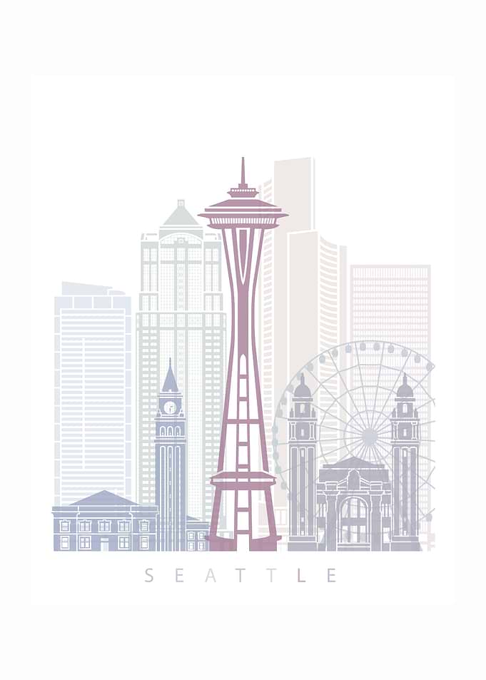 Seattle skyline pastel