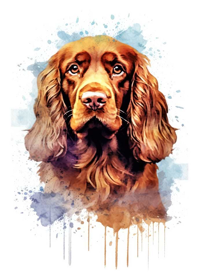 Sussex Spaniel watercolor