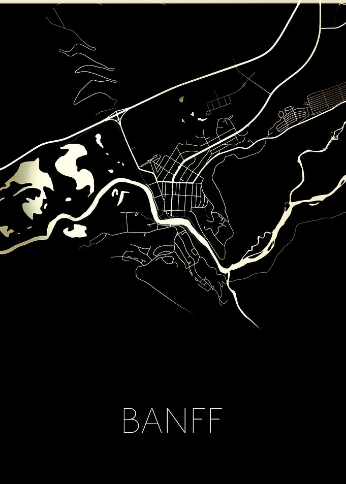 Black white Banff town map