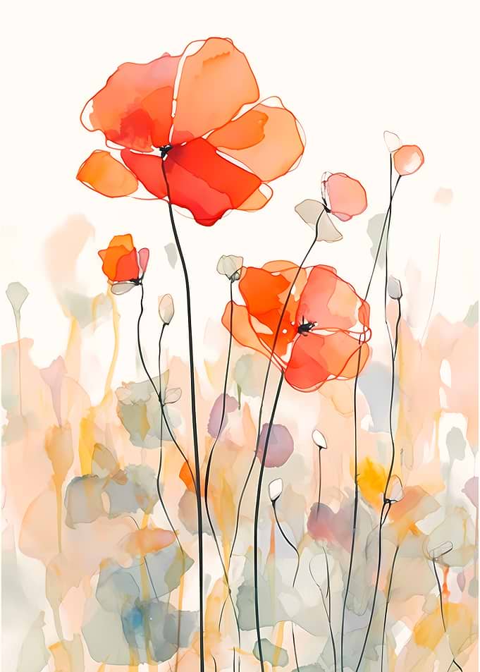 Minimalist Poppy Field