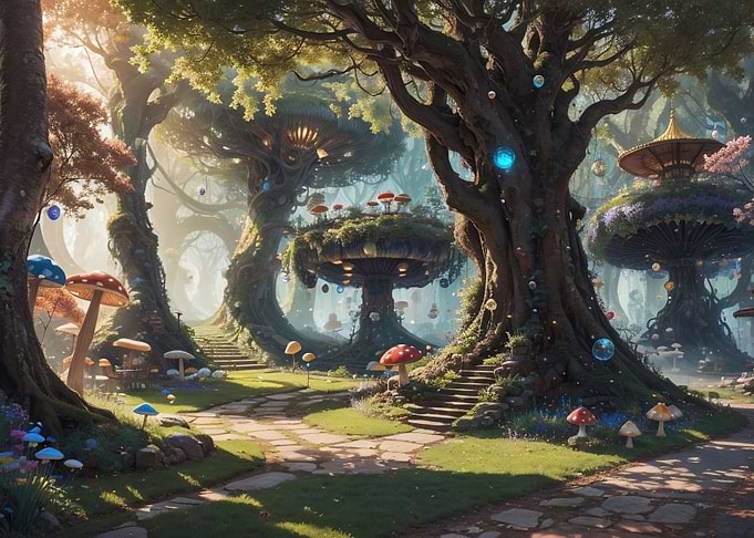 Mushroom art fantasy city