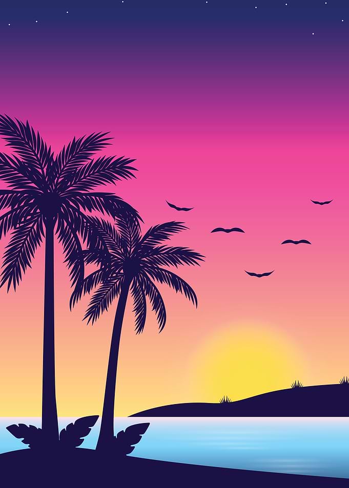 Sunset Retro Vector