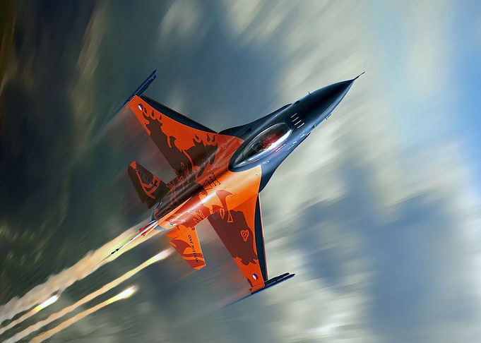 orange and grey jet plane