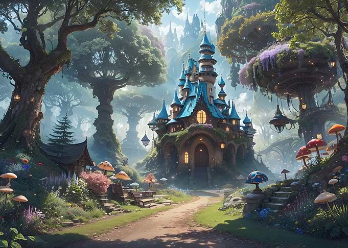 Mushroom art fantasy city