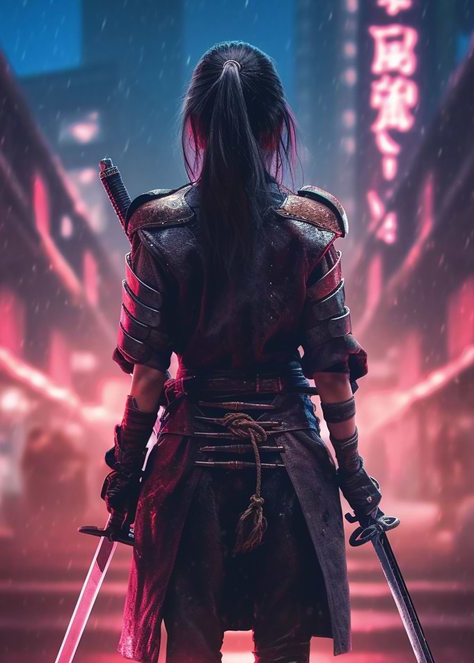 Cyberpunk Girl Warrior