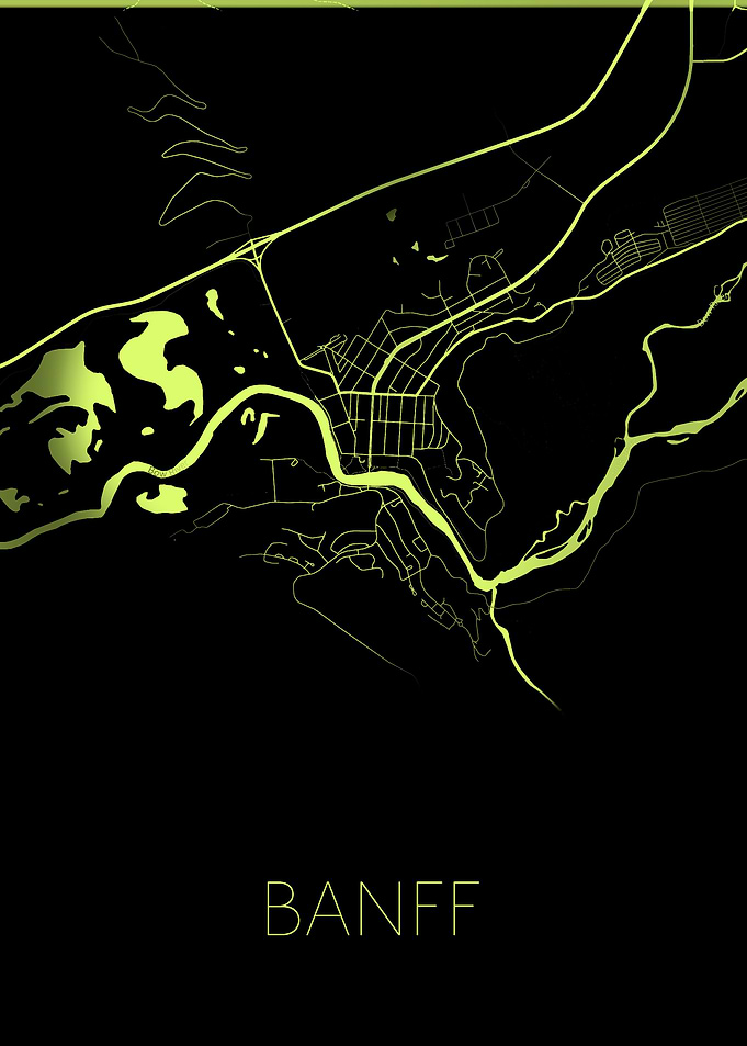 Black yellow Banff map