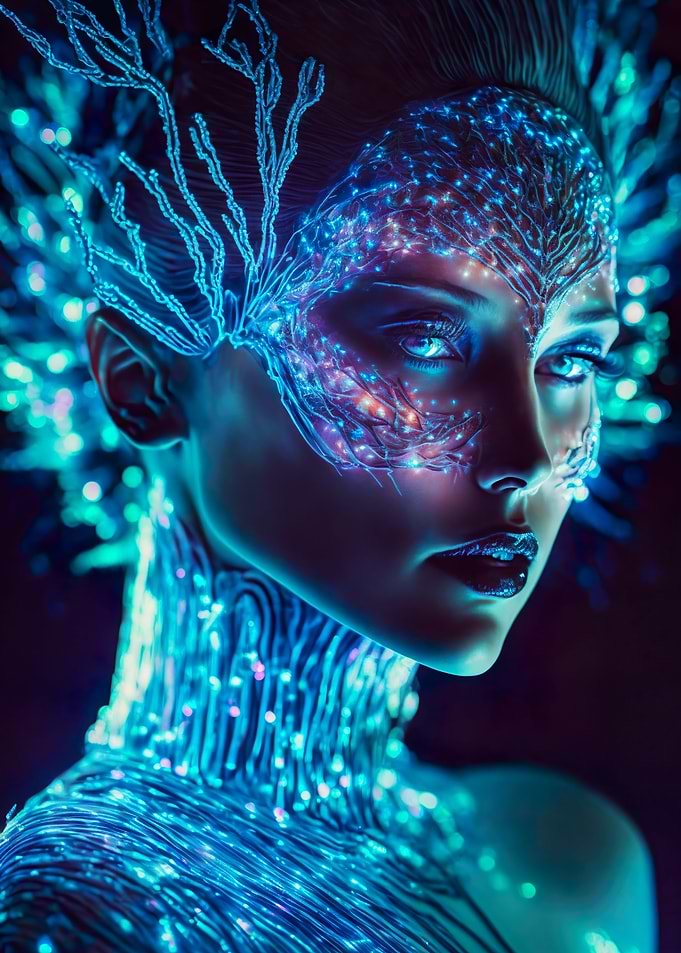 Blue glowing woman