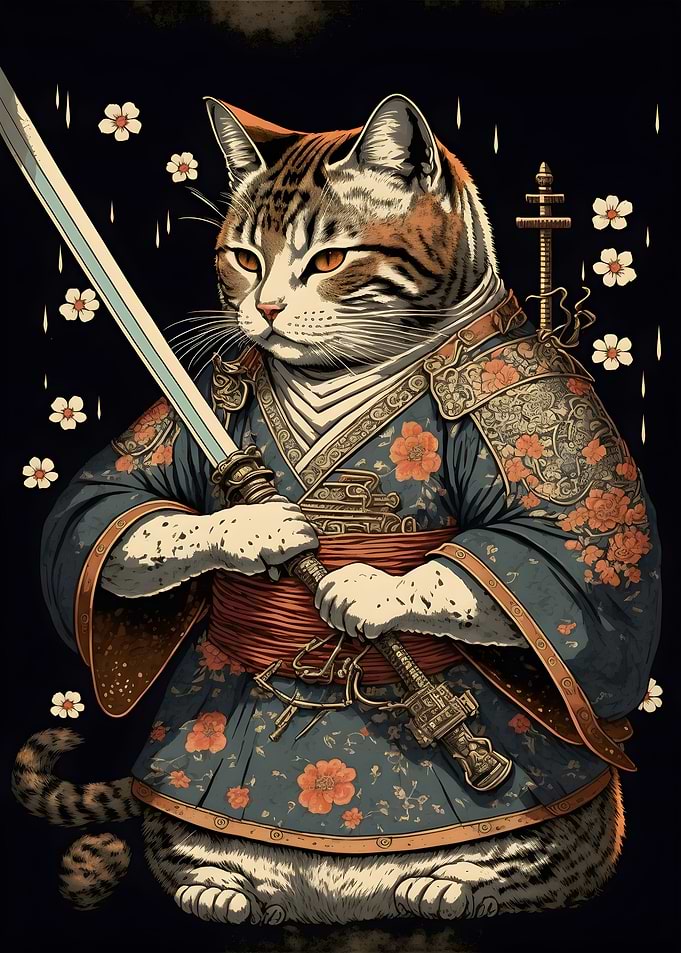 Cat Japanese Samurai