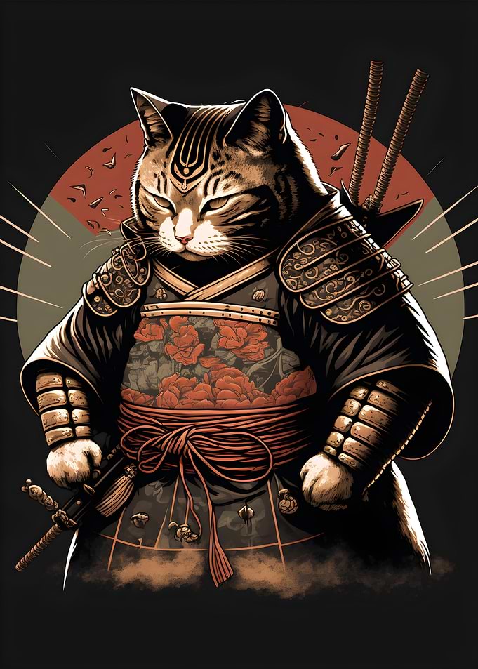 Cat Japanese Samurai