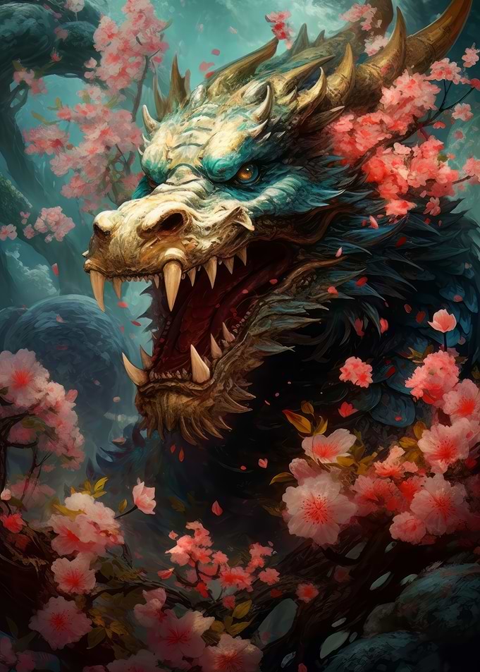Dragon in rosse garden