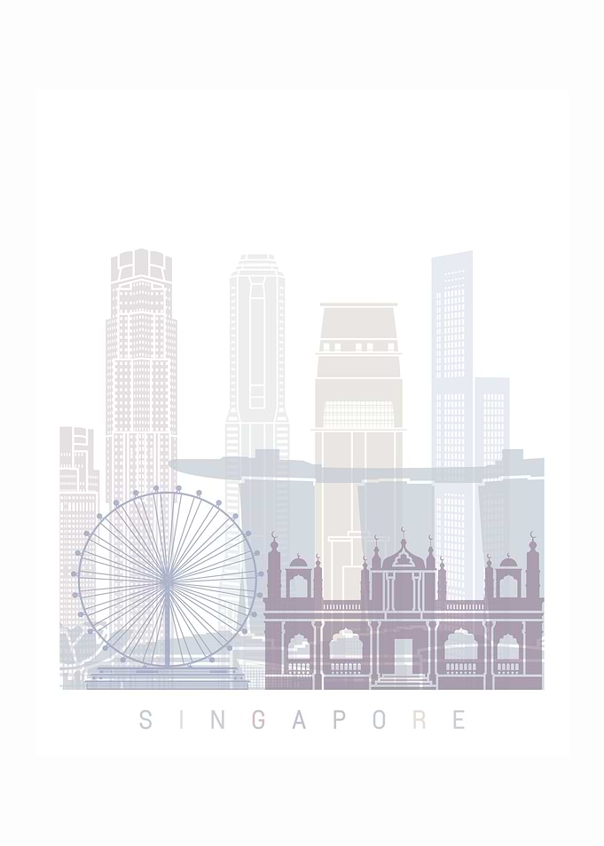 singapore skyline pastel