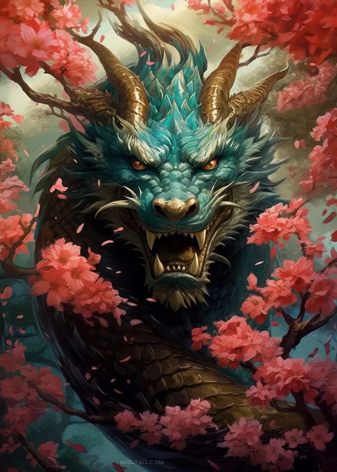 Dragon in rosse garden