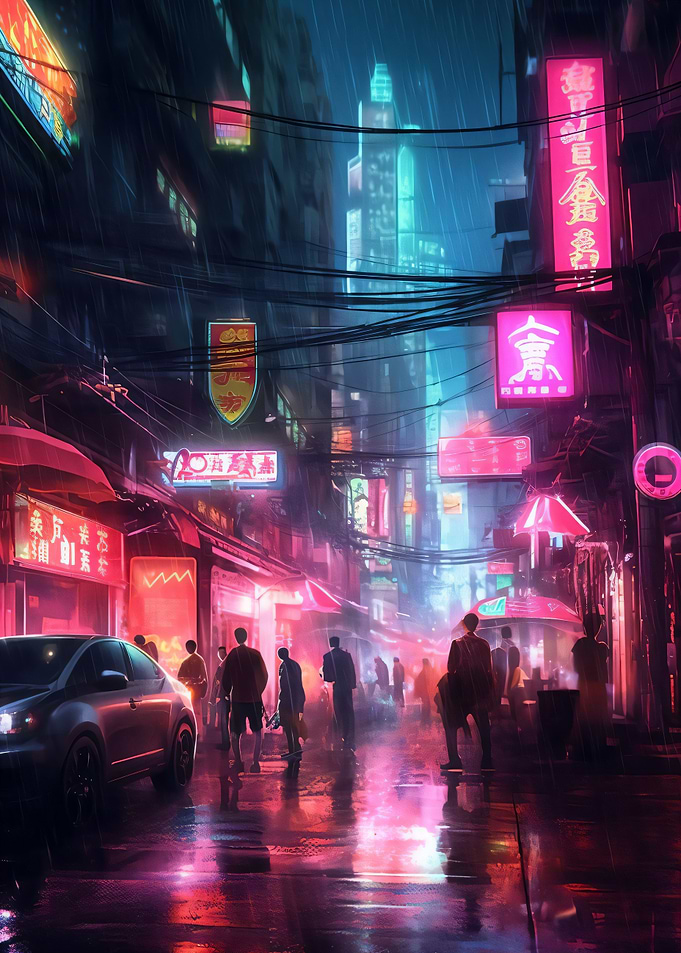 Neon Rain in Tokyo