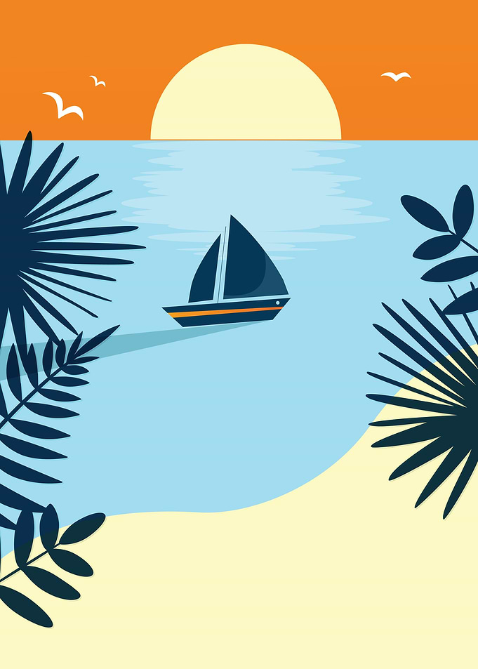 Sunset Retro Vector