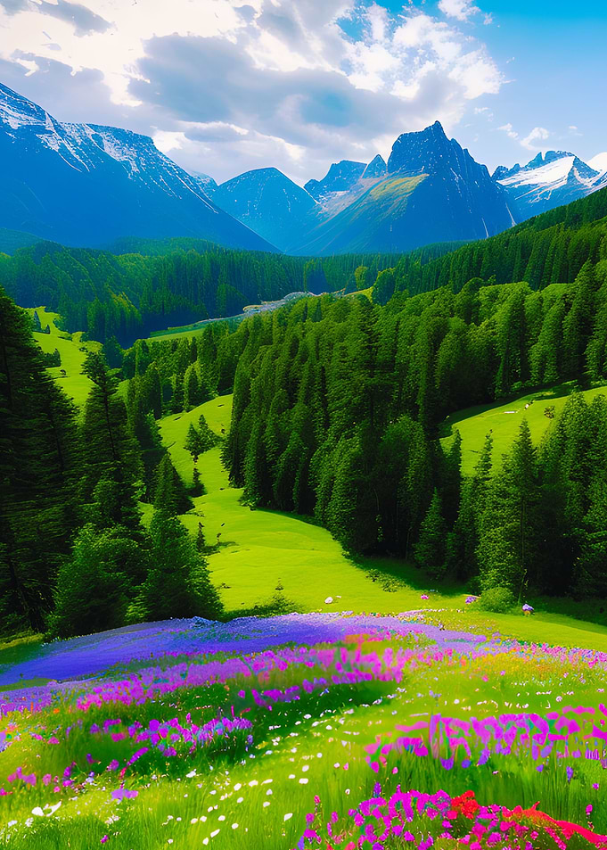 Forest Colorful Flowers