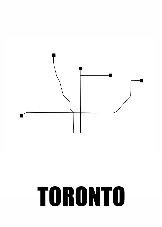 Toronto White Subway Map