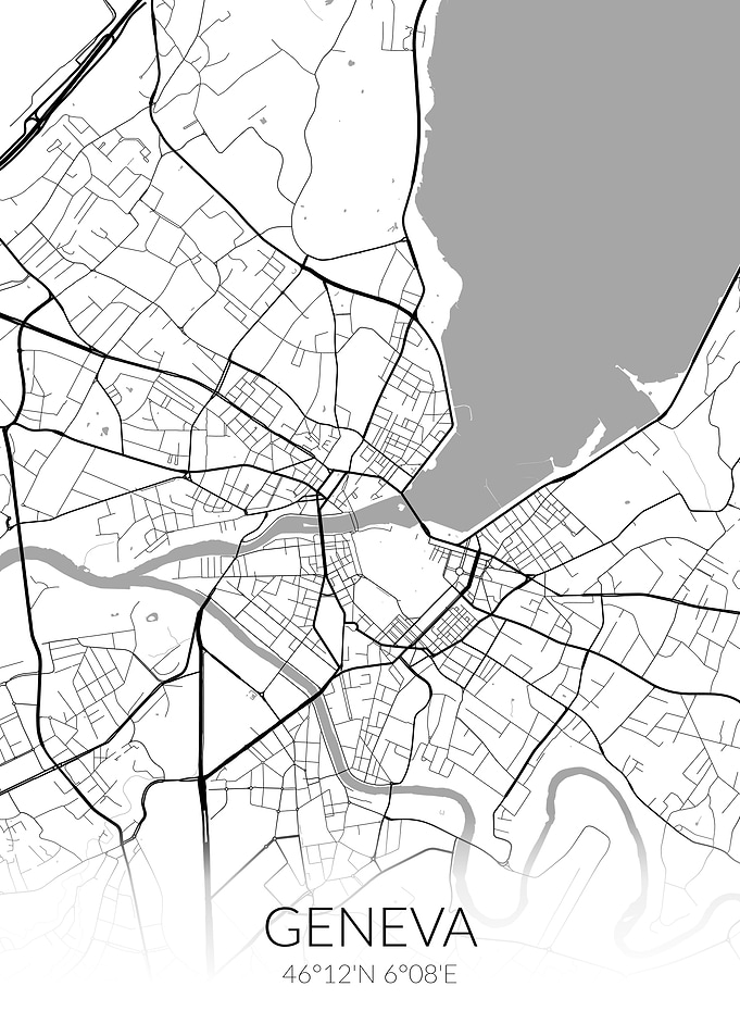 Geneva White Black Map