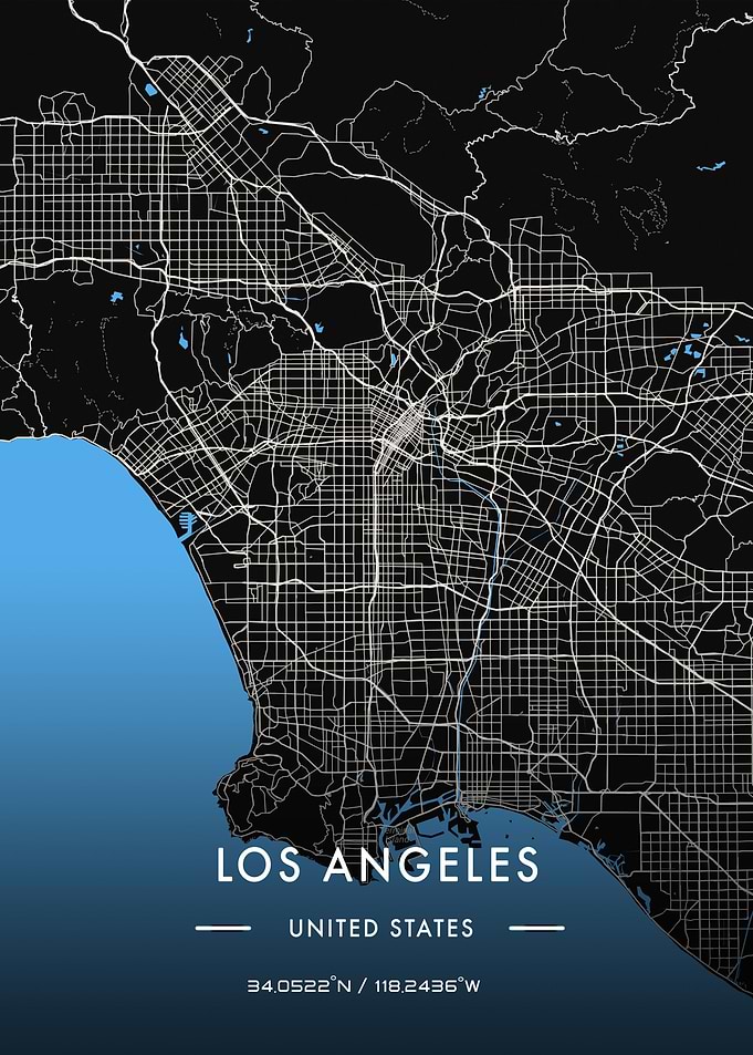 Los Angeles night map
