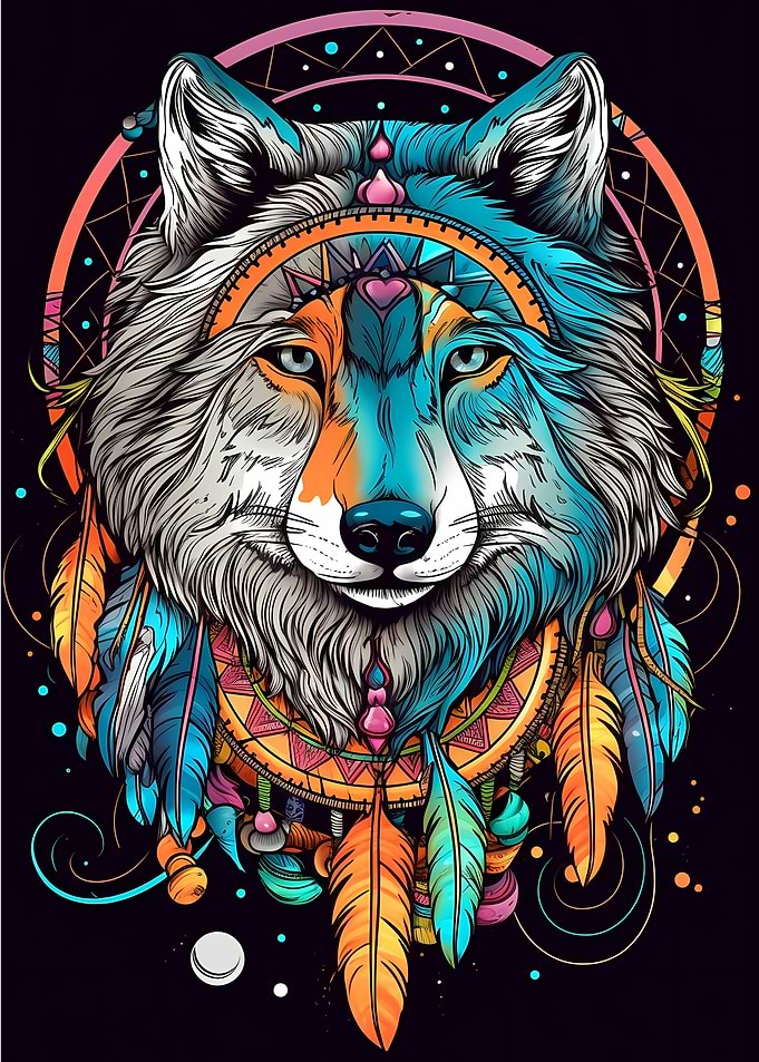 Dreamcatcher Mandala Wolf