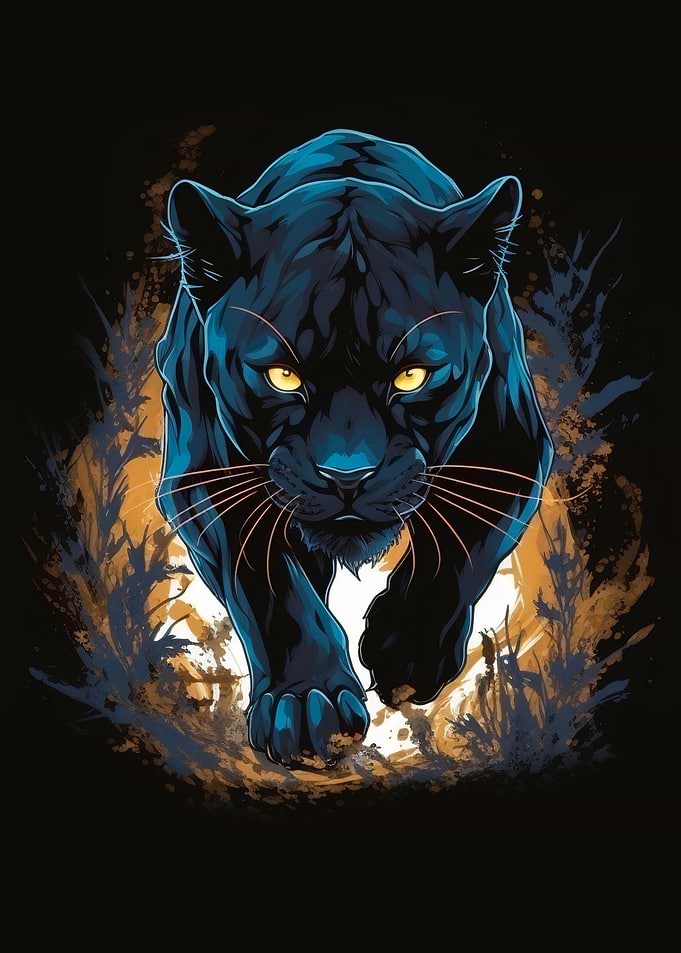 Black Leopard Stalking