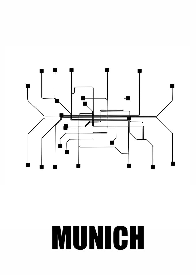 Munich White Subway Map