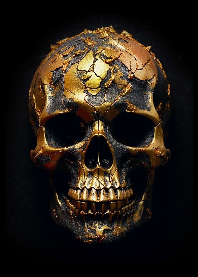 Gothic Black Gold Skull