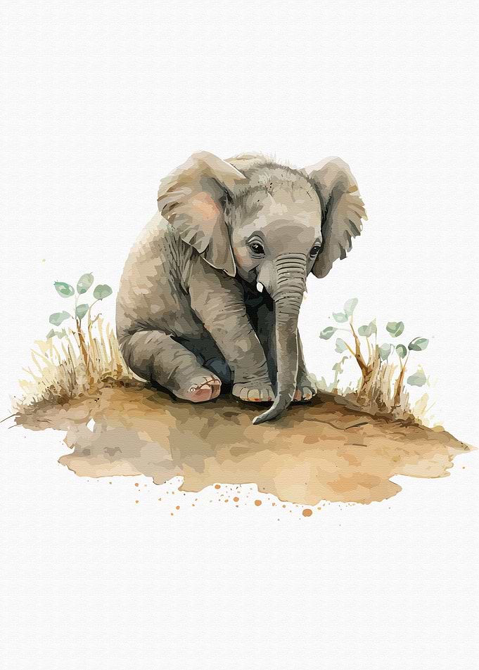 Elephant in watercolor