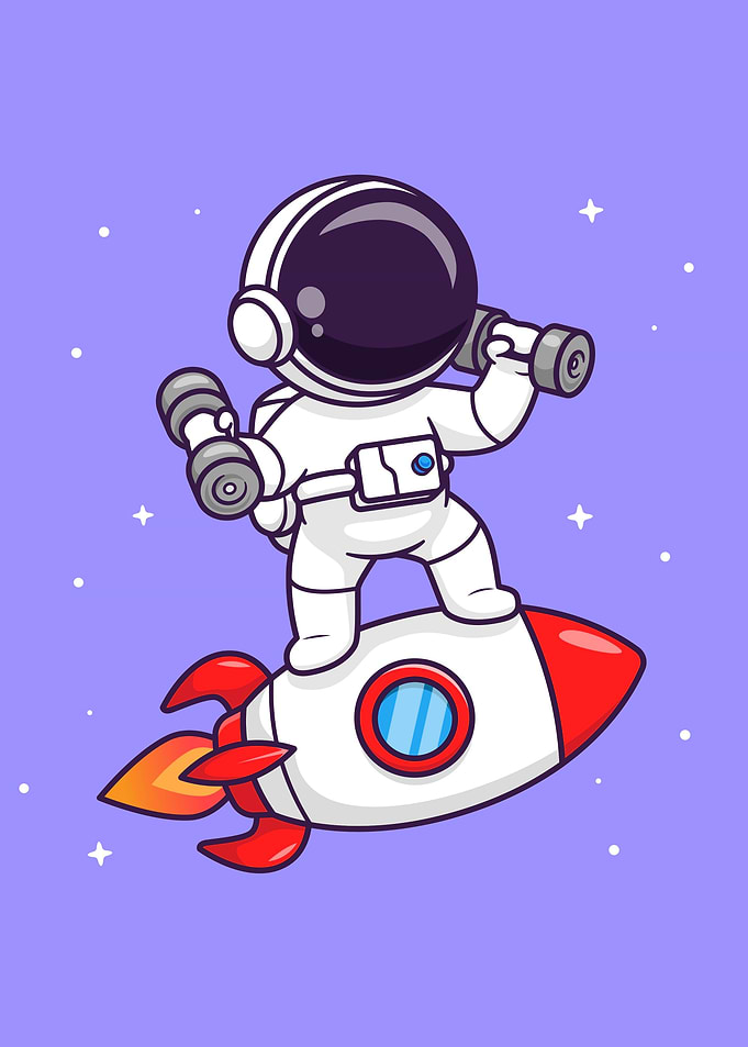 Astronaut lifting dumbbell