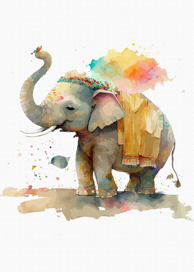 Elephant in watercolor