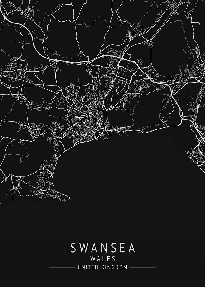 Swansea Wales UK City Map