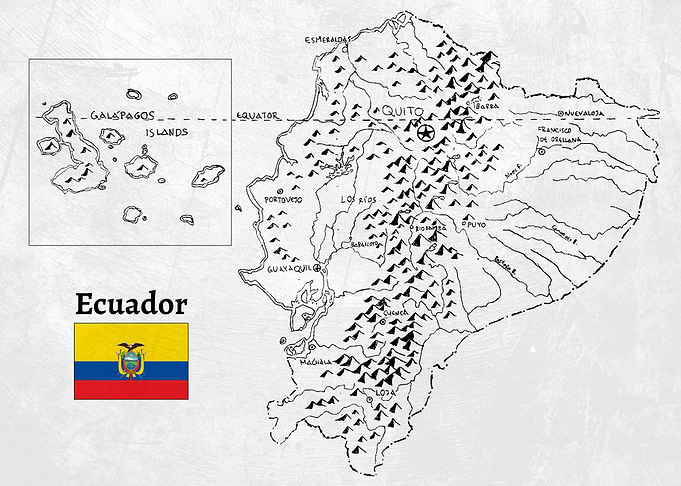 Handdrawn Ecuador Map