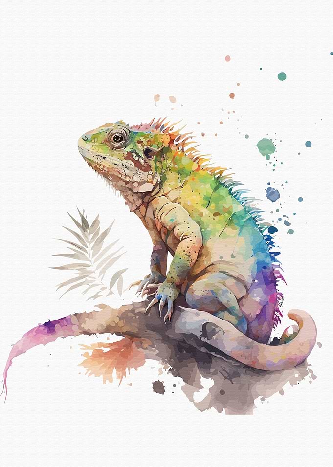 Iguana in watercolor style