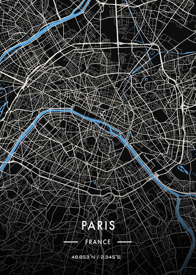 Paris night map