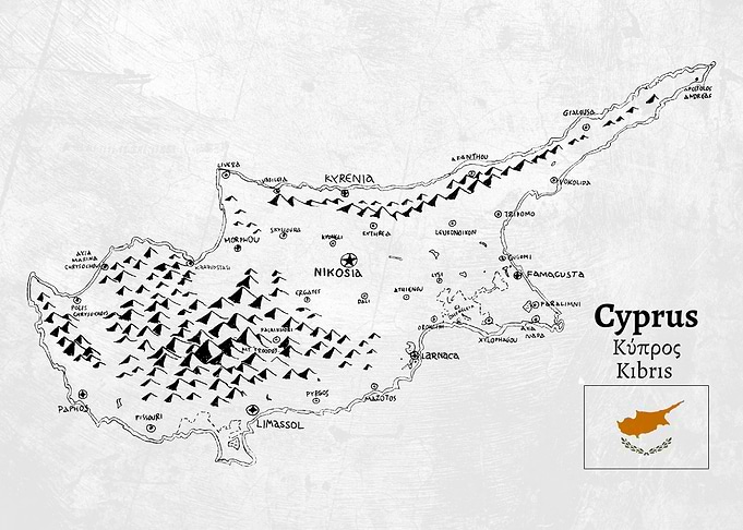 Handdrawn Cyprus Map