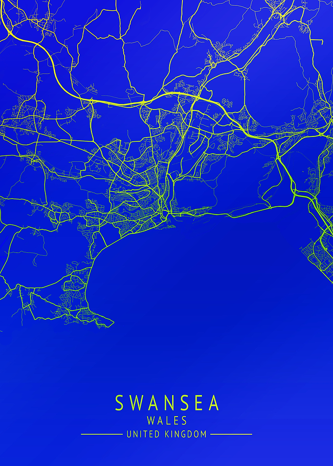 Swansea Wales UK City Map