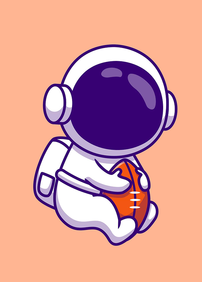 Astronaut playing rugby