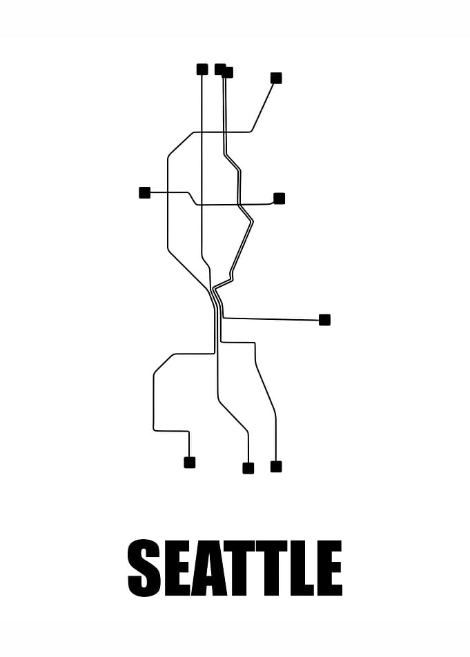 Seattle White Subway Map