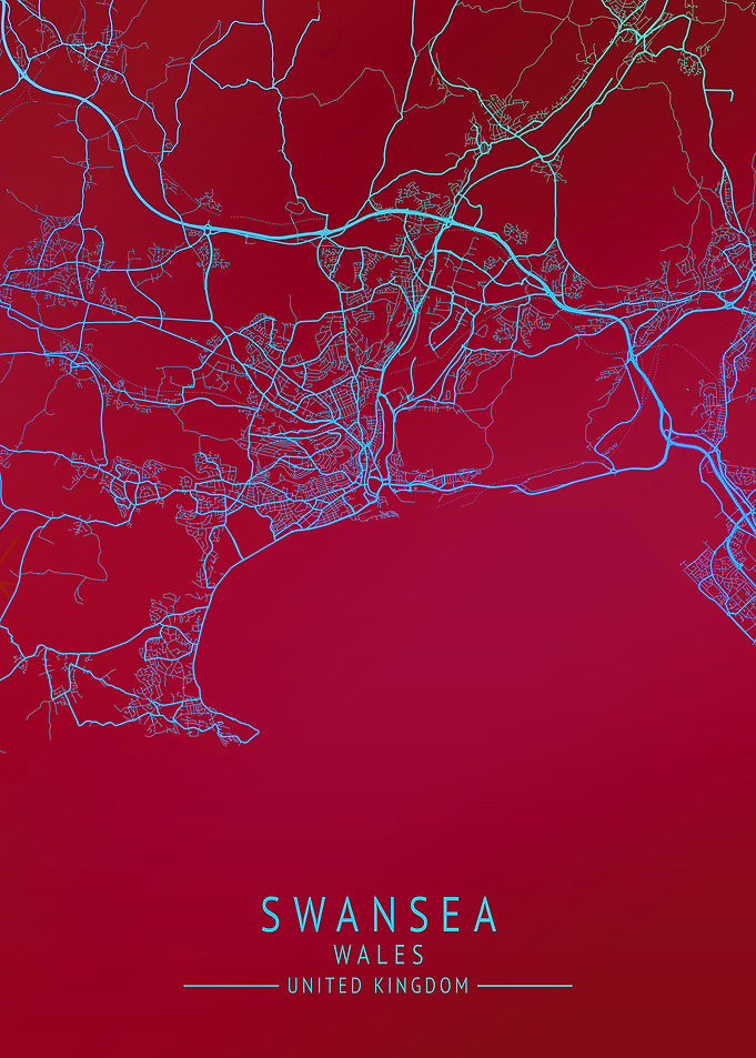 Swansea Wales UK City Map