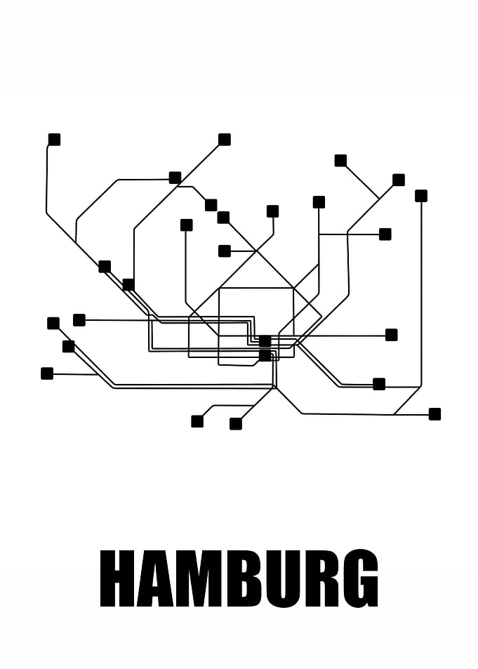 Hamburg White Subway Map
