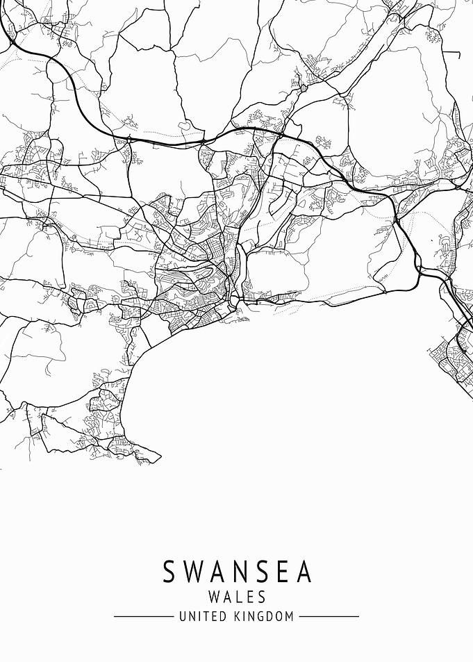 Swansea Wales UK City Map