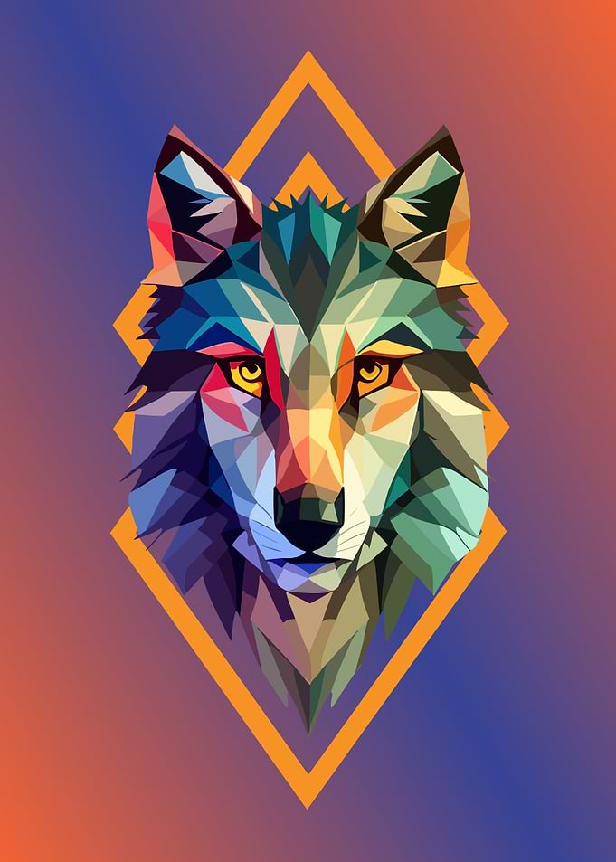low poly beauty wolf