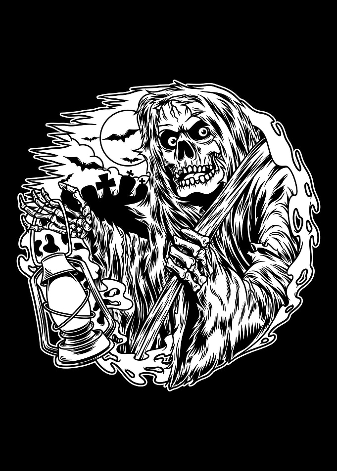 grim reaper lantern BnW