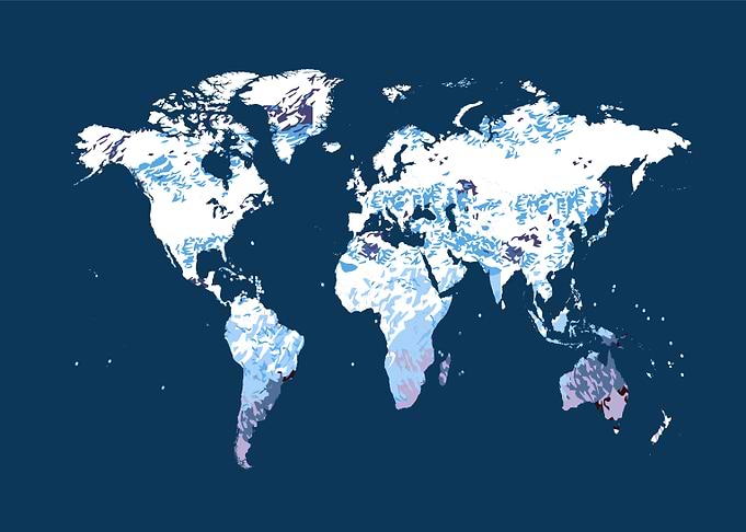 Infographic world map ice