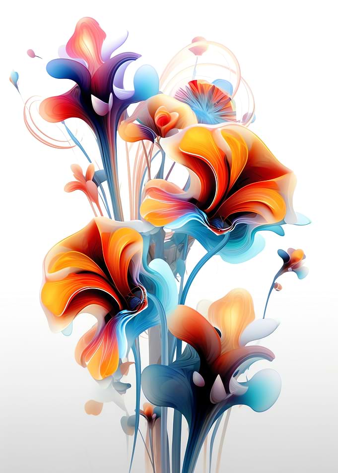Fractal Flower White Color