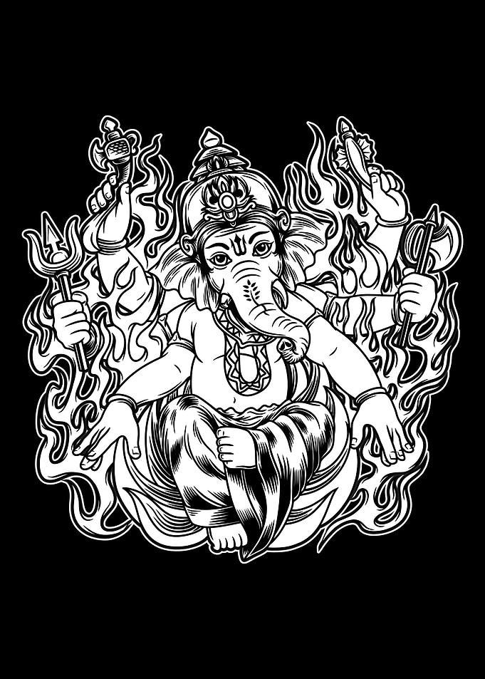 god ganesha BnW
